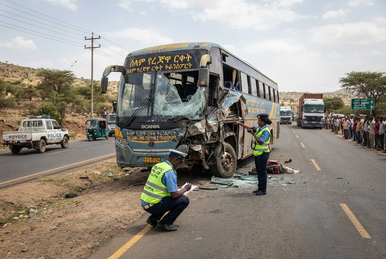 Fatal Highway Bus Collision: Addis Ababa Crash Claims Lives of Five Passengers on Monday Fatal Highway Bus Collision: Addis Ababa Crash Claims Lives of Five Passengers on Monday