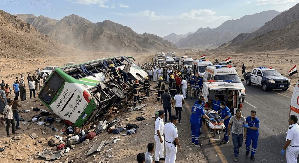 Devastating South Sinai Highway Crash: At Least 16 Killed and 28 Injured in Dahab-Nuweibaa Bus Disaster Devastating South Sinai Highway Crash: At Least 16 Killed and 28 Injured in Dahab-Nuweibaa Bus Disaster