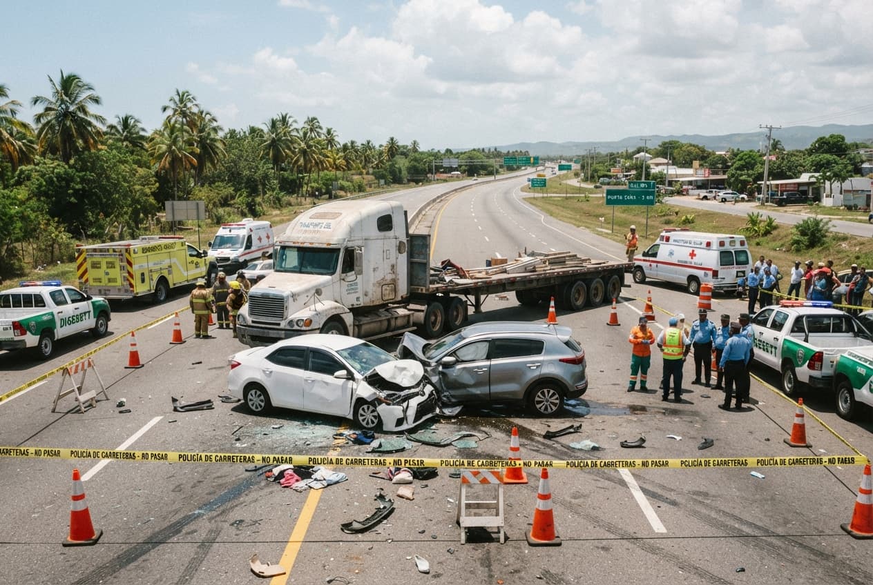 Expressway Multi-Car Crash: Three Dead After Horrific Vehicle Pileup Near Punta Cana Today Expressway Multi-Car Crash: Three Dead After Horrific Vehicle Pileup Near Punta Cana Today