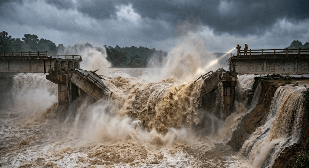 Flashed Away: ₹10-Crore Bridge Collapses into Raging Waters After Heavy Rain in Chhattisgarh Flashed Away: ₹10-Crore Bridge Collapses into Raging Waters After Heavy Rain in Chhattisgarh