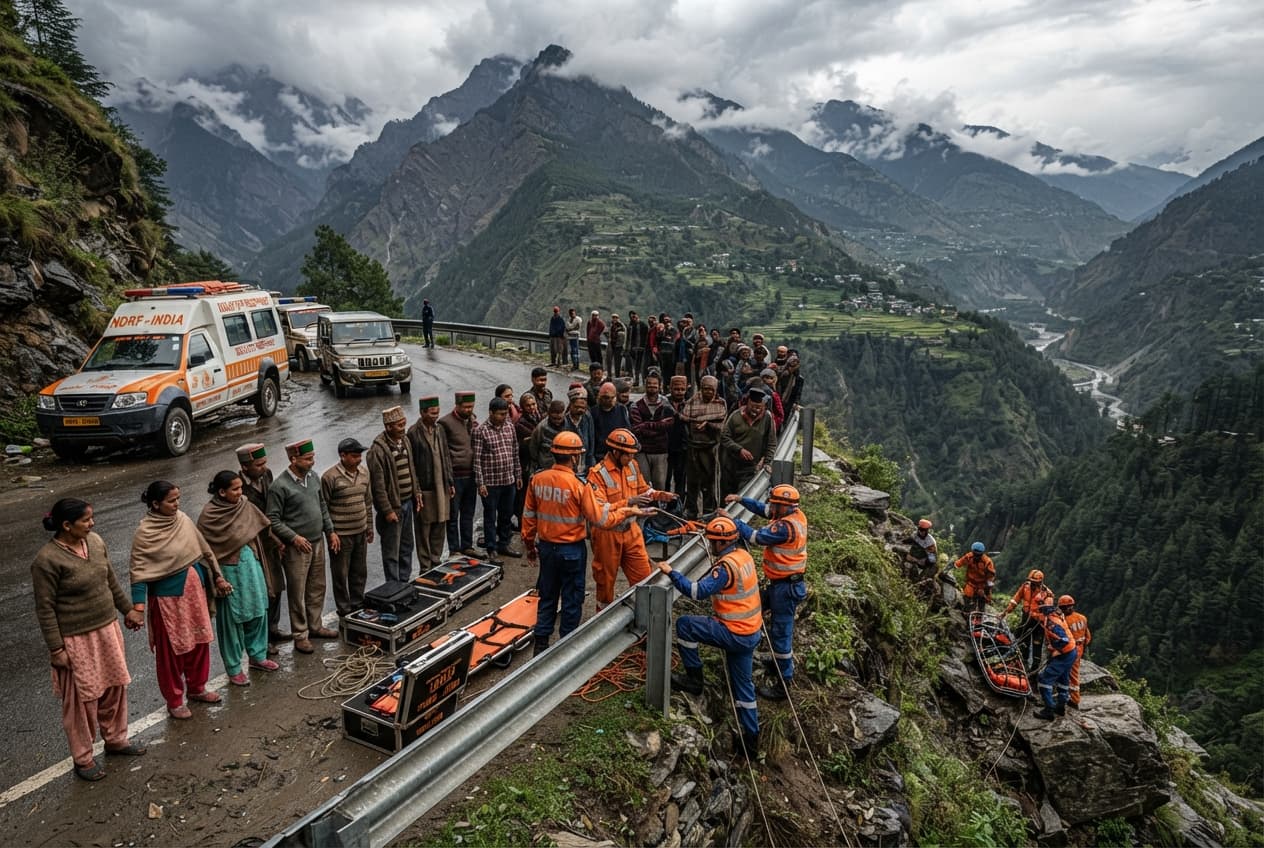 School Transport Disaster Strikes: Bus Plunges Down Himalayan Gorge Claiming Lives of Four Children School Transport Disaster Strikes: Bus Plunges Down Himalayan Gorge Claiming Lives of Four Children
