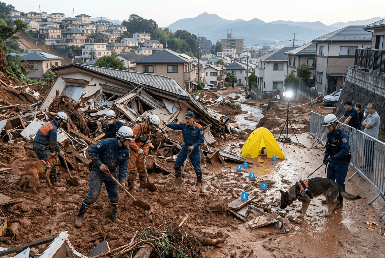 Storm Catastrophe: Massive Mudslide Buries Fukuoka Residence Leaving Two Deceased Residents Storm Catastrophe: Massive Mudslide Buries Fukuoka Residence Leaving Two Deceased Residents