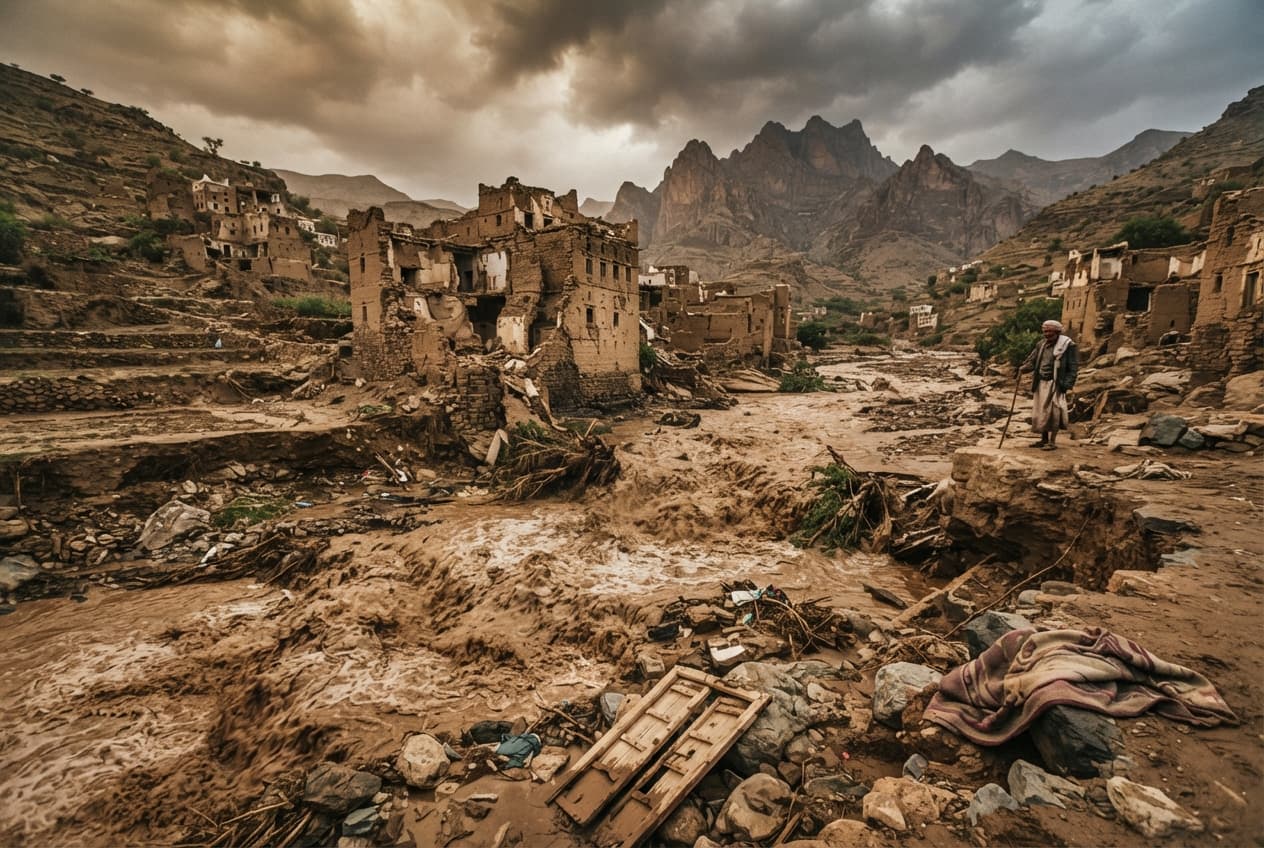 Hajjah Flash Floods: Heavy Seasonal Downpours Destroy Mud-Brick Homes, Leaving Four Dead Hajjah Flash Floods: Heavy Seasonal Downpours Destroy Mud-Brick Homes, Leaving Four Dead