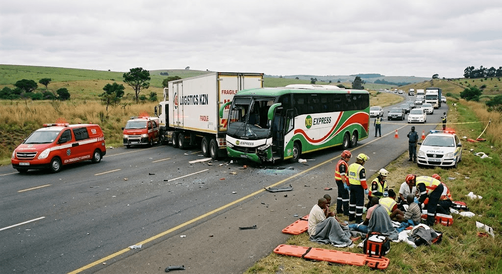 N3 Highway Horror: Bus and Truck Collision Near Hidcote Leaves 7 Injured N3 Highway Horror: Bus and Truck Collision Near Hidcote Leaves 7 Injured