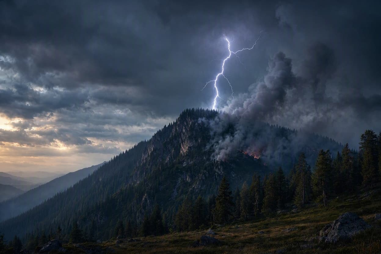 A Fifteen-Minute Warning: Lightning Sparks Mountainside Fire A Fifteen-Minute Warning: Lightning Sparks Mountainside Fire