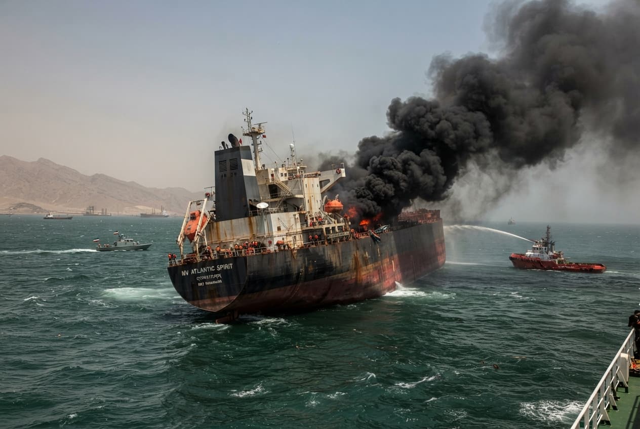 Strait of Hormuz Crisis: Two Oil Tankers Catch Fire After Striking Naval Mines, IRGC Reports Strait of Hormuz Crisis: Two Oil Tankers Catch Fire After Striking Naval Mines, IRGC Reports