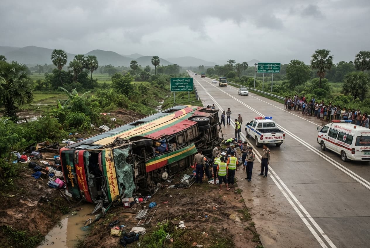 Passenger Bus Overturns: Four Killed and Multiple Injured in Major Accident on Expressway Passenger Bus Overturns: Four Killed and Multiple Injured in Major Accident on Expressway