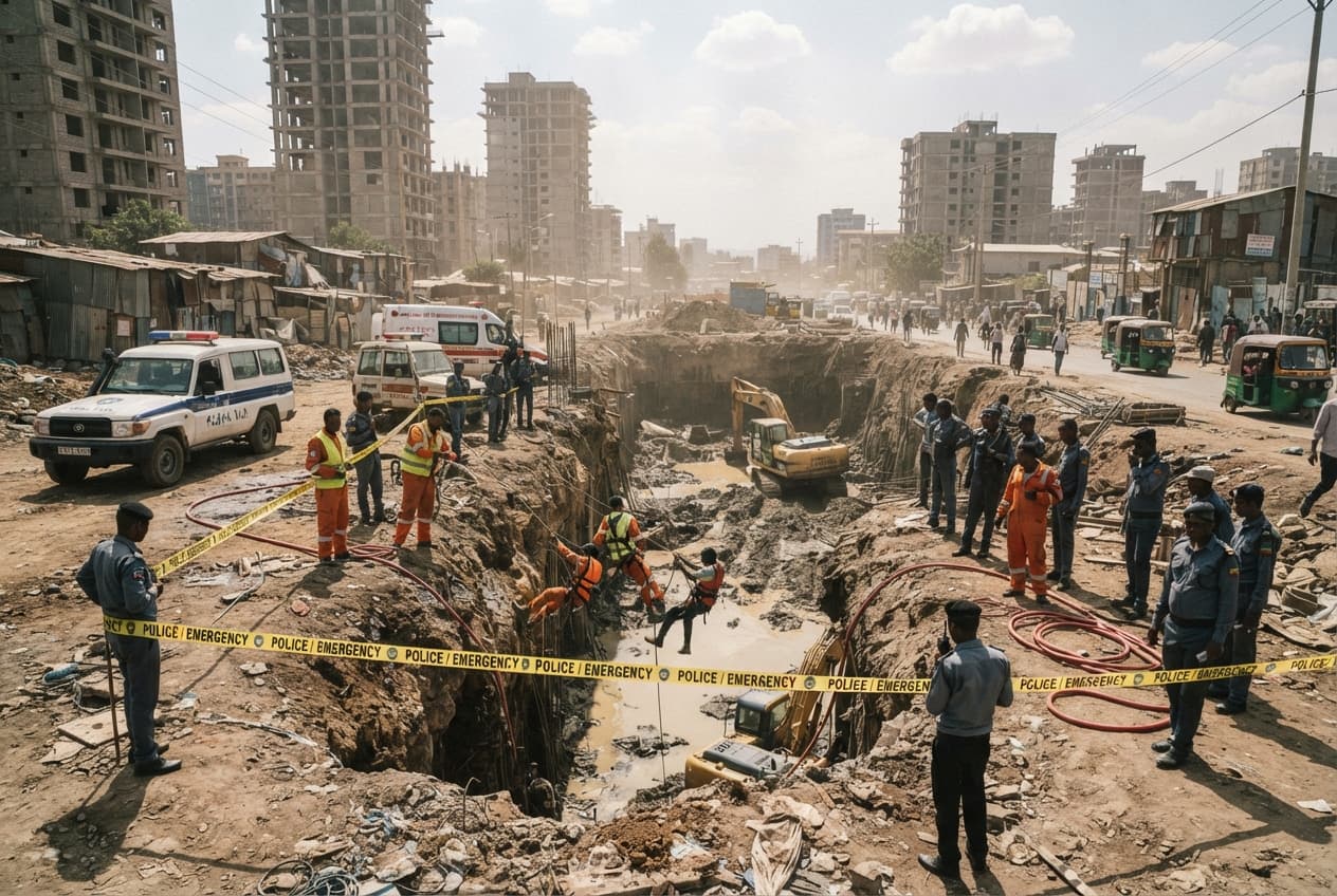 Construction Pit Cave-In Kills Three Laborers: Addis Ababa Development Projects Under Scrutiny Construction Pit Cave-In Kills Three Laborers: Addis Ababa Development Projects Under Scrutiny