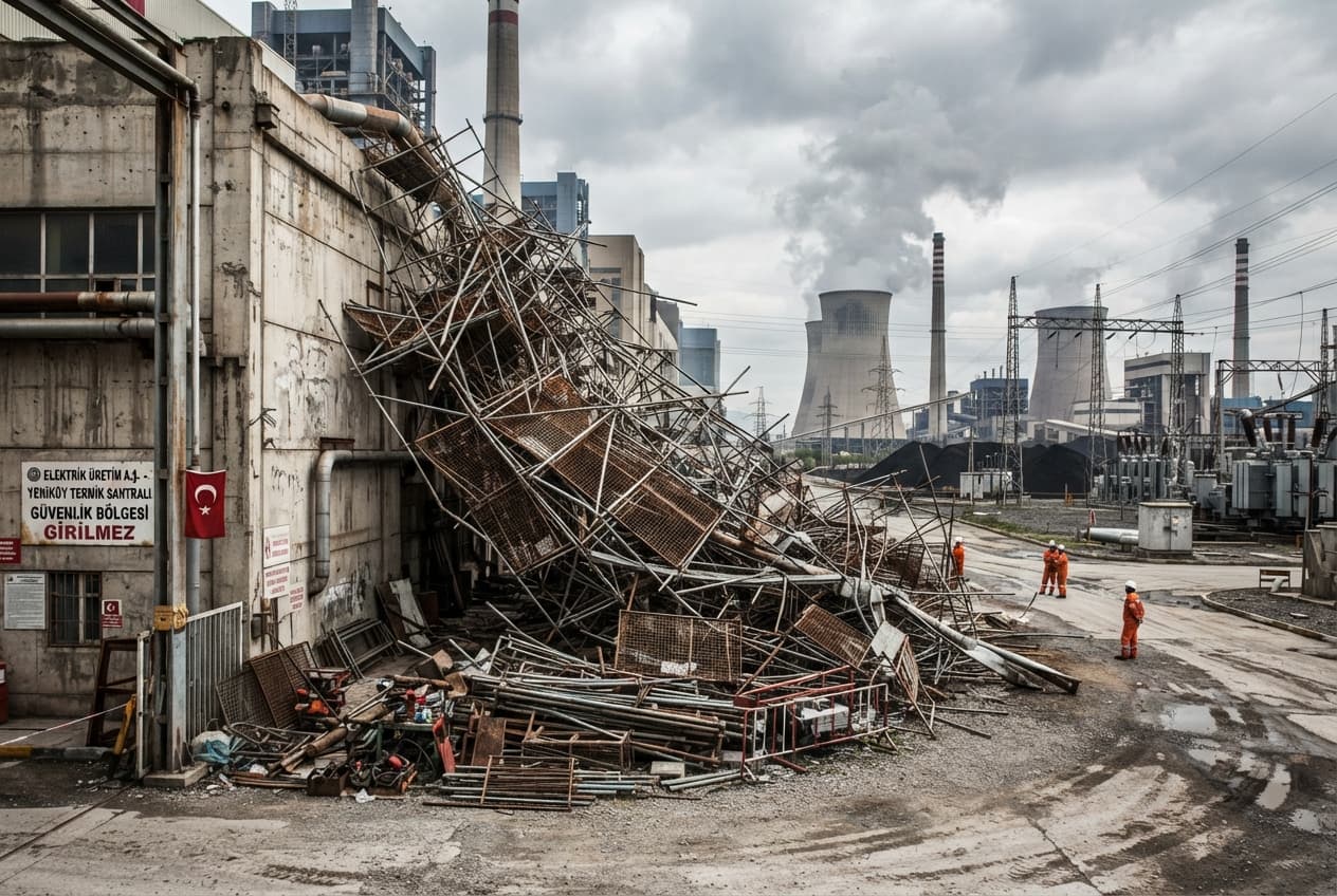 Industrial Plant Accident: Scaffolding Collapse At Thermal Power Facility Kills Two Workers Manisa Industrial Plant Accident: Scaffolding Collapse At Thermal Power Facility Kills Two Workers Manisa