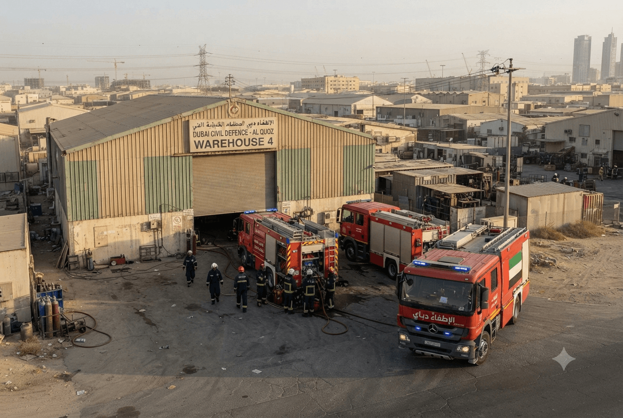 Dubai Warehouse Fire: One Industrial Worker Dead After Blaze Erupts in Logistics Facility Today Dubai Warehouse Fire: One Industrial Worker Dead After Blaze Erupts in Logistics Facility Today