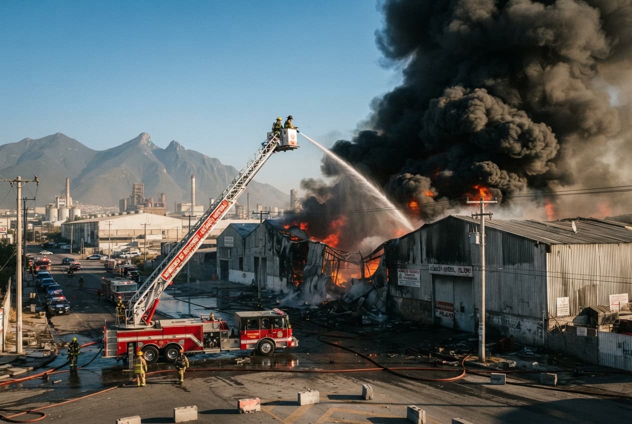 Fatal Warehouse Fire Traps Workers: Two Casualties Confirmed in Monterrey Industrial Zone Fatal Warehouse Fire Traps Workers: Two Casualties Confirmed in Monterrey Industrial Zone