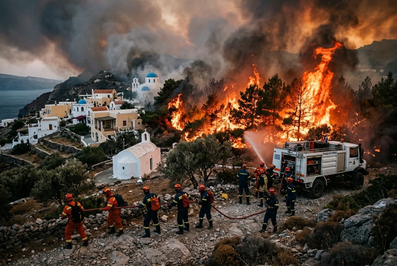 Wildfire Rages Through Eastern Greece, Injuring Nine Firefighters, Destroying Homes, Forcing Mass Evacuations Overnight Wildfire Rages Through Eastern Greece, Injuring Nine Firefighters, Destroying Homes, Forcing Mass Evacuations Overnight