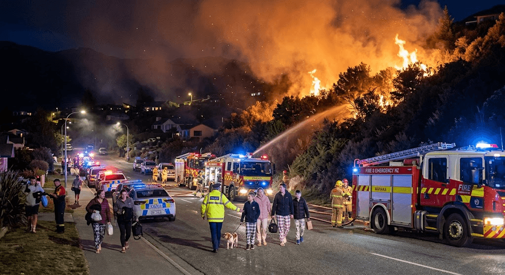 Midnight Evacuations Underway as Large Blaze Rages in Wanaka Midnight Evacuations Underway as Large Blaze Rages in Wanaka