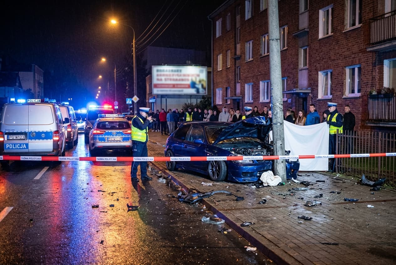 Illegal Race Tragedy in Poland: High-Speed Cars Collide in Gorzow Wielkopolski, One Pedestrian Killed Illegal Race Tragedy in Poland: High-Speed Cars Collide in Gorzow Wielkopolski, One Pedestrian Killed