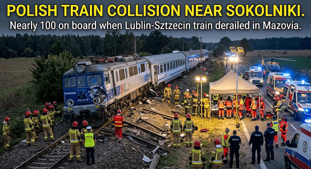 Rail Disaster in Mazovia: Nearly 100 Passengers Aboard as Lublin-Szczecin Train Collides Near Sokolniki Rail Disaster in Mazovia: Nearly 100 Passengers Aboard as Lublin-Szczecin Train Collides Near Sokolniki