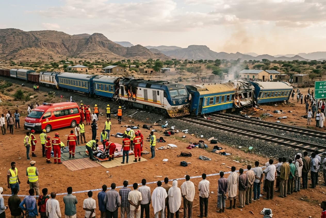 Ethiopia Rail Disaster Kills 14 Near Dire Dawa: Overcrowded Train Collides With Parked Wagons, Dozens Injured Ethiopia Rail Disaster Kills 14 Near Dire Dawa: Overcrowded Train Collides With Parked Wagons, Dozens Injured