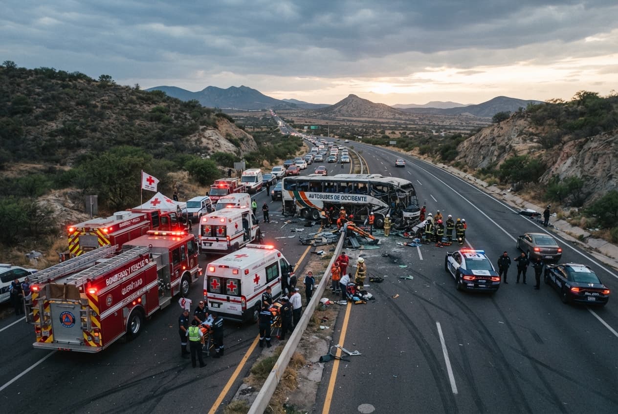 Mexico City, Mexico: High-Speed Highway Collision Between Passenger Bus and Truck Claims Eight Lives Mexico City, Mexico: High-Speed Highway Collision Between Passenger Bus and Truck Claims Eight Lives