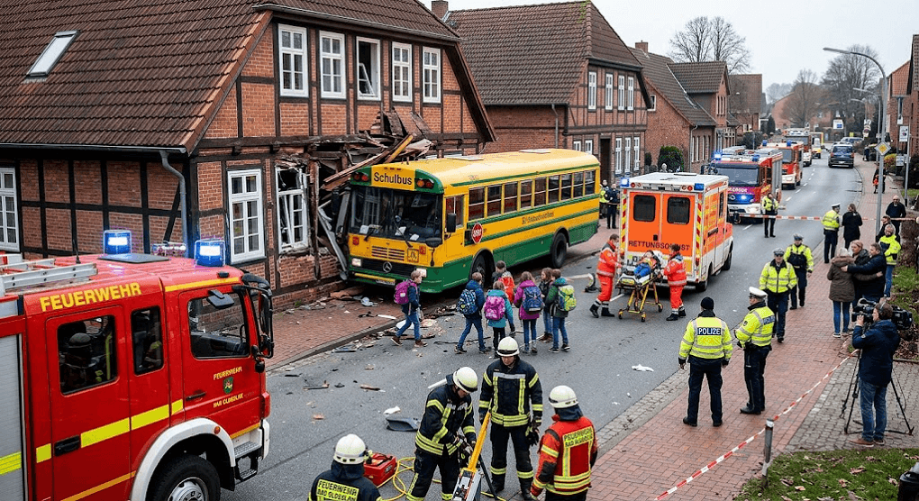 Horror in Germany: At Least 20 Injured After Packed School Bus Crashes into House Horror in Germany: At Least 20 Injured After Packed School Bus Crashes into House