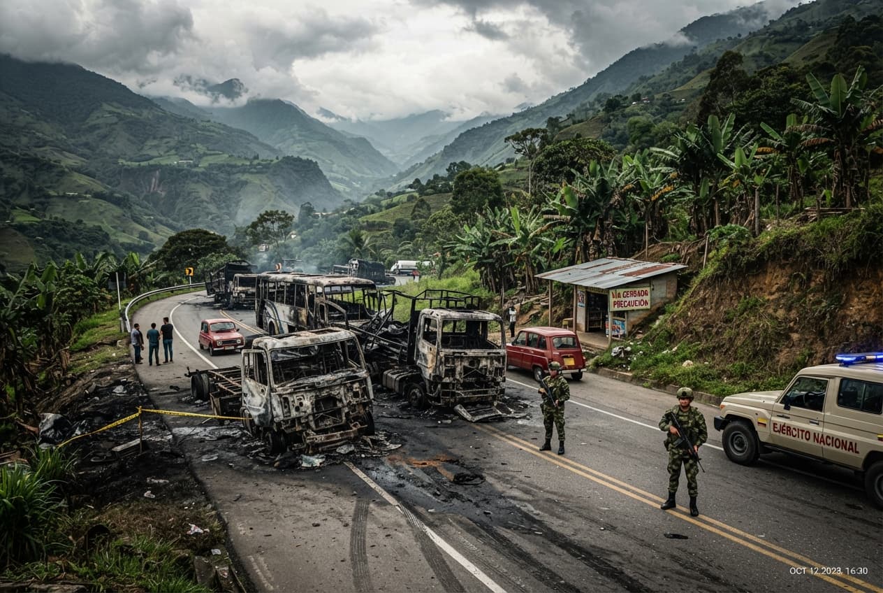 Highway Ambush, Colombia: Armed Militant Attack on Rural Convoy Leaves Six Travelers Dead Highway Ambush, Colombia: Armed Militant Attack on Rural Convoy Leaves Six Travelers Dead