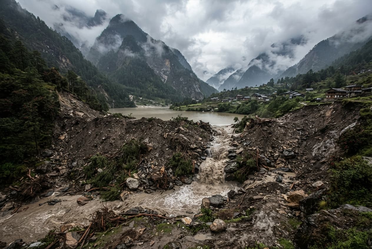 Geological Disaster Threatens Water Flow: Massive Landslide Isolates Sections of Himalayan District Geological Disaster Threatens Water Flow: Massive Landslide Isolates Sections of Himalayan District