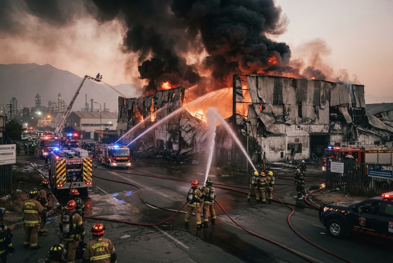 Industrial Blaze, Santiago: Massive Warehouse Fire Triggers Toxic Smoke Evacuation and Leaves One Dead Industrial Blaze, Santiago: Massive Warehouse Fire Triggers Toxic Smoke Evacuation and Leaves One Dead