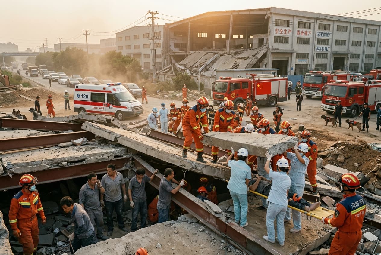 Industrial Accident in Guangdong: Factory Floor Breakdown Triggers Fire, Two Workers Hospitalized With Burns Industrial Accident in Guangdong: Factory Floor Breakdown Triggers Fire, Two Workers Hospitalized With Burns