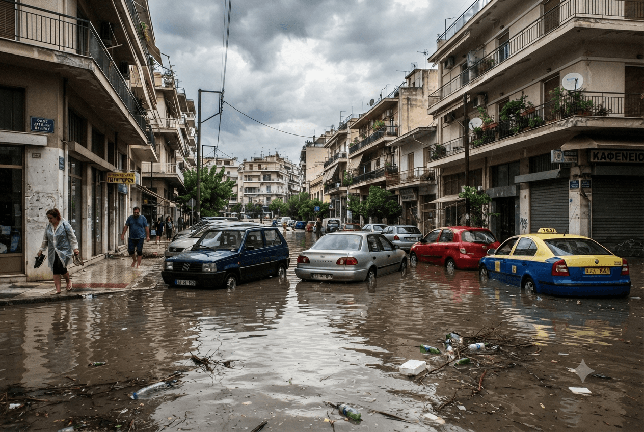 Athens Flash Floods: Two Dead As Heavy Rain Inundates Subway Stations And Streets Athens Flash Floods: Two Dead As Heavy Rain Inundates Subway Stations And Streets