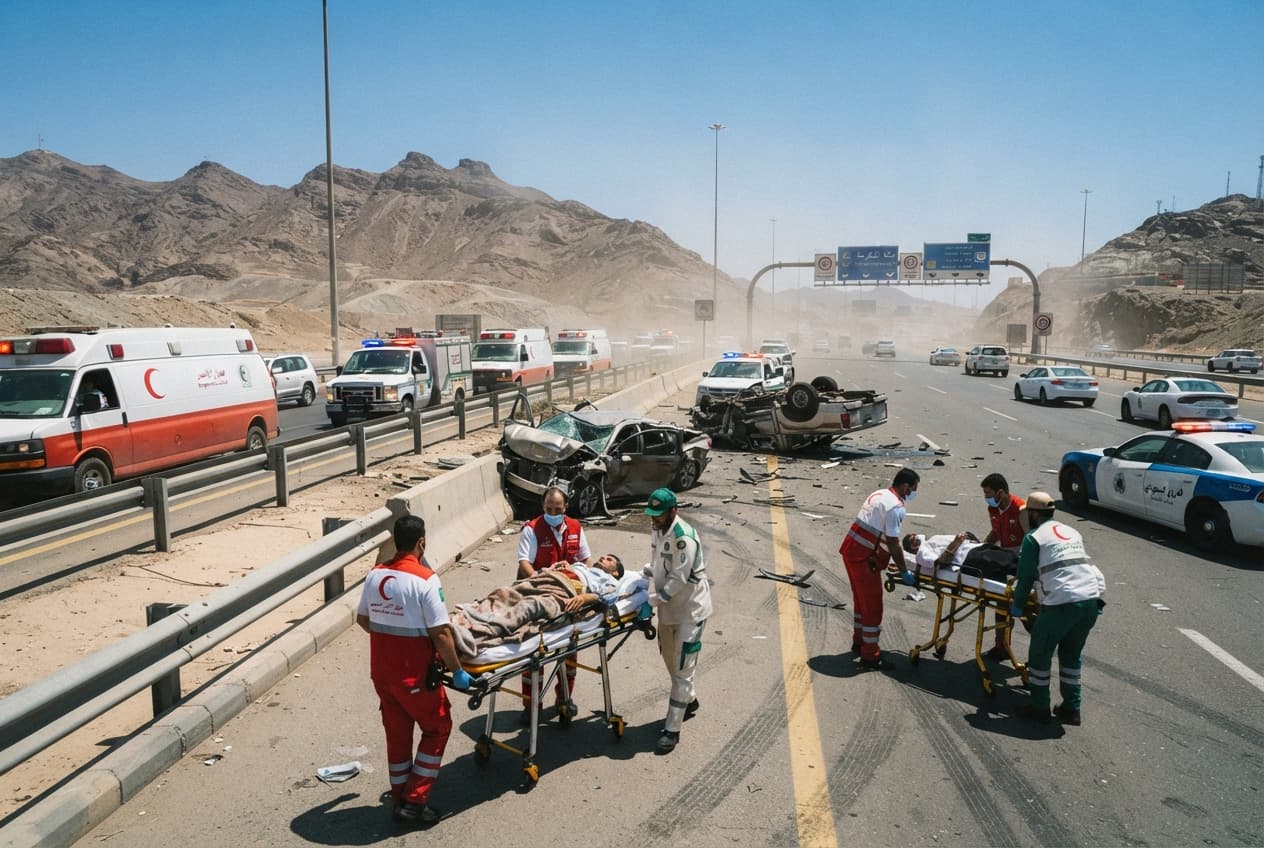Makkah Pilgrim Crash: Bus Overturns on Highway Due to Brake Failure Leaving Six Dead Makkah Pilgrim Crash: Bus Overturns on Highway Due to Brake Failure Leaving Six Dead