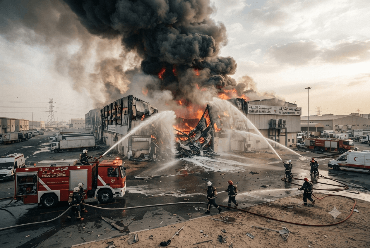Industrial Warehouse Fire Kills Two: Hazardous Chemical Blaze Destroys Sharjah Storage Facility Today Industrial Warehouse Fire Kills Two: Hazardous Chemical Blaze Destroys Sharjah Storage Facility Today