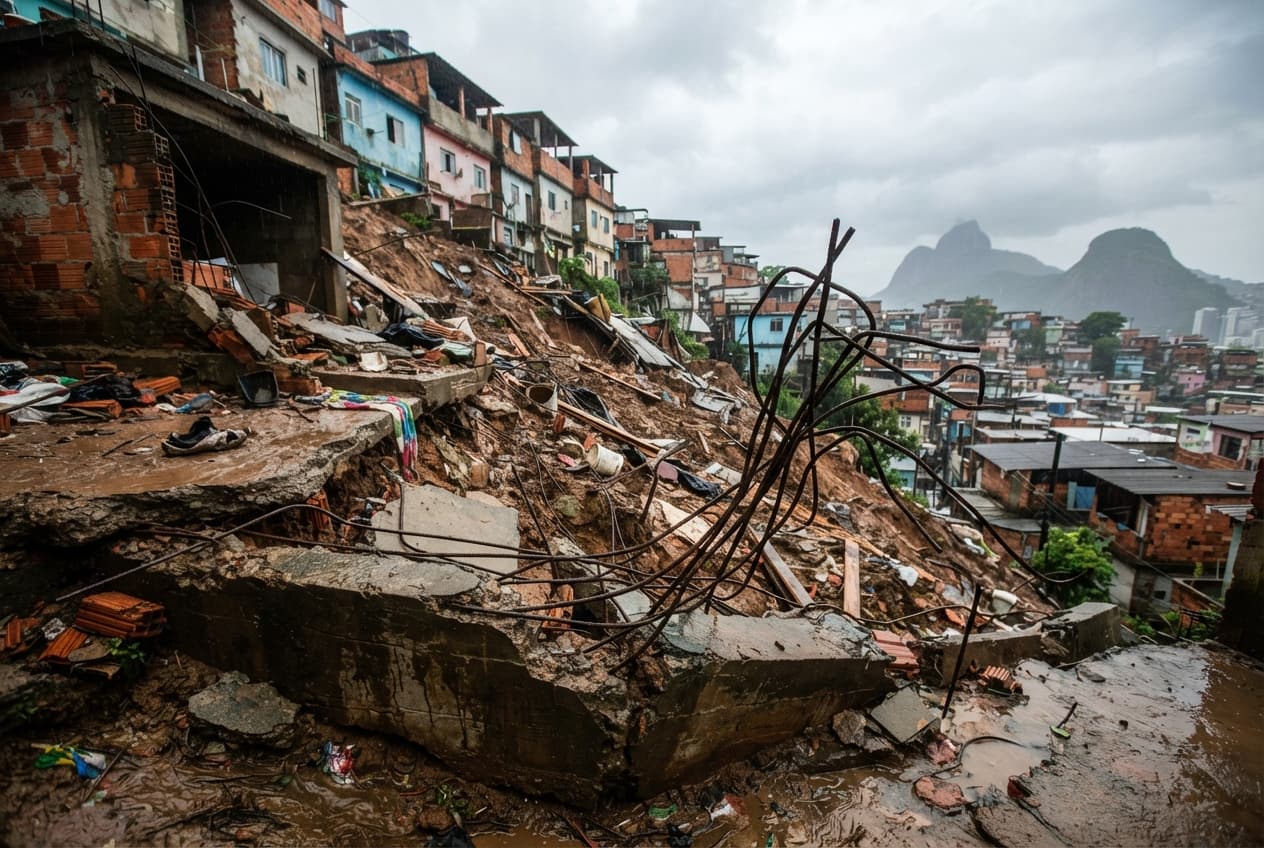 Favela Mudslide Buries Homes: Eight Dead in Rio de Janeiro Torrential Rains Disaster Favela Mudslide Buries Homes: Eight Dead in Rio de Janeiro Torrential Rains Disaster