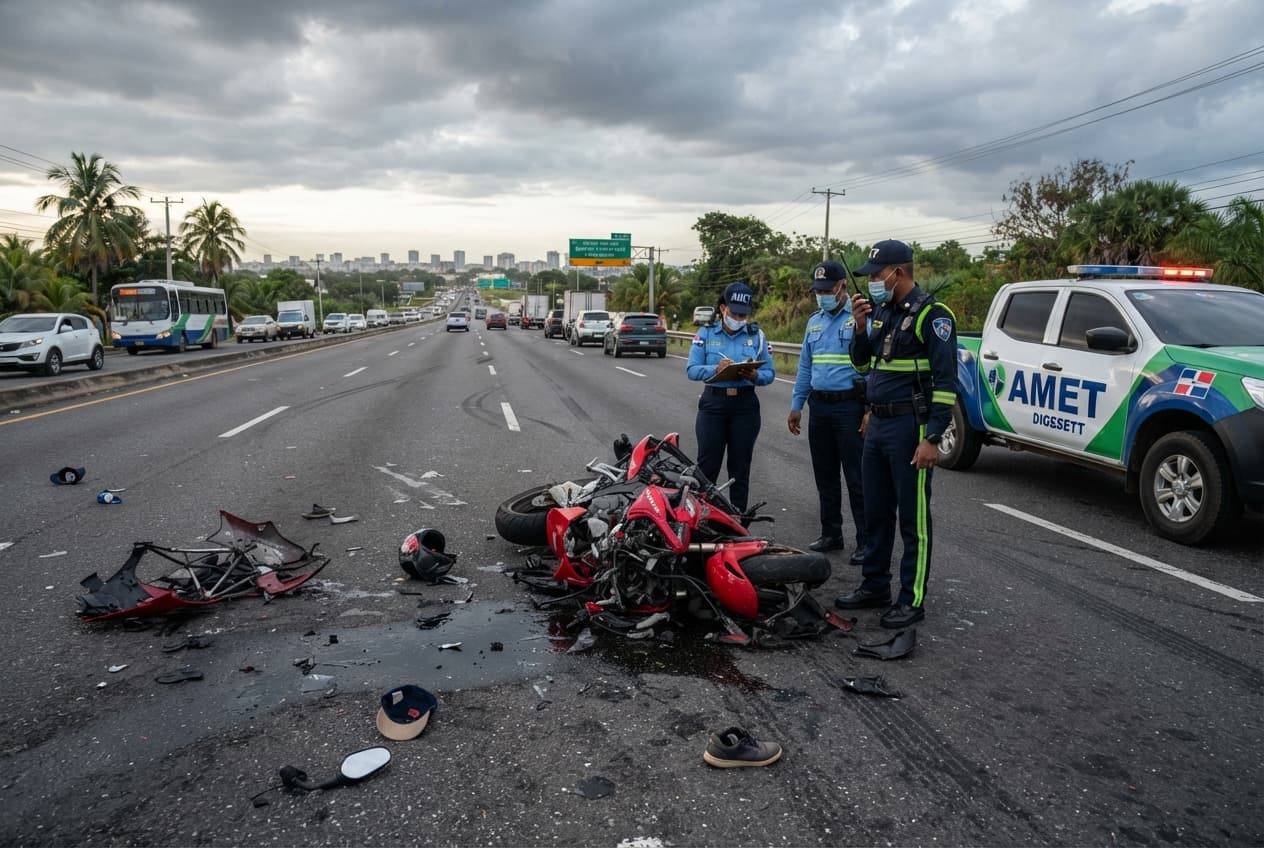 High-Speed Motorcycle Crash on Santo Domingo Highway: Transport Corridor Paralyzed After Fatal Impact High-Speed Motorcycle Crash on Santo Domingo Highway: Transport Corridor Paralyzed After Fatal Impact