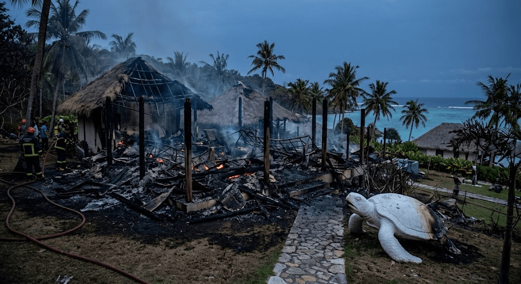 Reduced to Ashes in Minutes: Inferno Destroys 3 Villas at Ulutawa's White Tortoise Eco Resort Reduced to Ashes in Minutes: Inferno Destroys 3 Villas at Ulutawa's White Tortoise Eco Resort