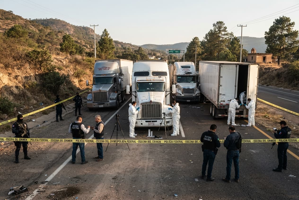 Michoacan Highway Ambush: Commercial Truck Drivers Found Shot Dead Inside Cabs Following Attack Michoacan Highway Ambush: Commercial Truck Drivers Found Shot Dead Inside Cabs Following Attack
