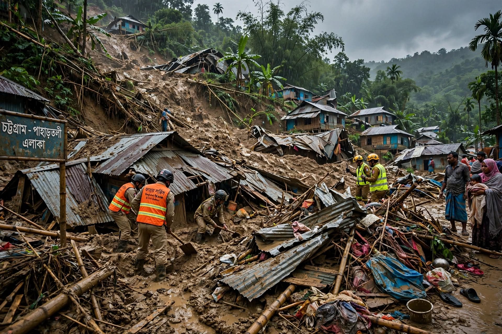 Monsoon Mudslides Smash Through Chittagong Neighborhoods, Burying Homes, Cutting Roads Across Hillsides Tonight Monsoon Mudslides Smash Through Chittagong Neighborhoods, Burying Homes, Cutting Roads Across Hillsides Tonight