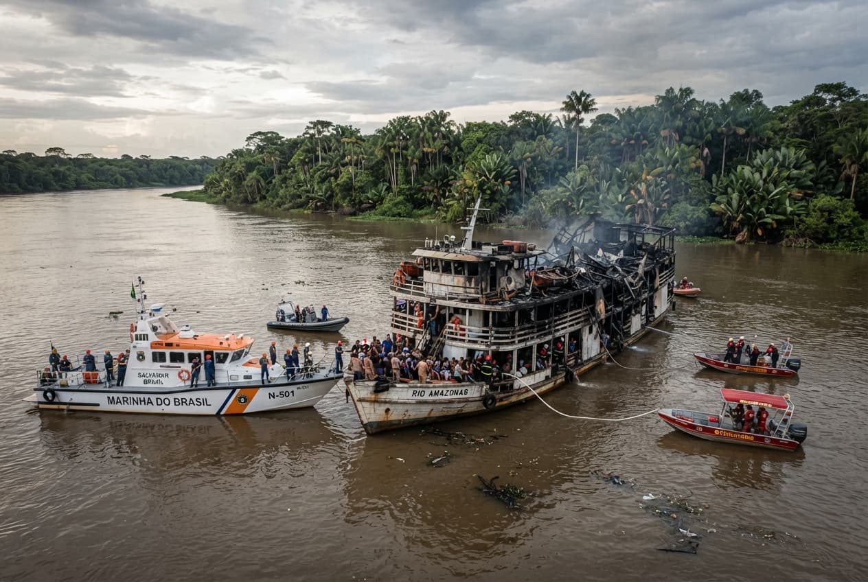 Amazon River Ferry Blast: Engine Room Explosion Leaves Four Injured on Waterway Amazon River Ferry Blast: Engine Room Explosion Leaves Four Injured on Waterway