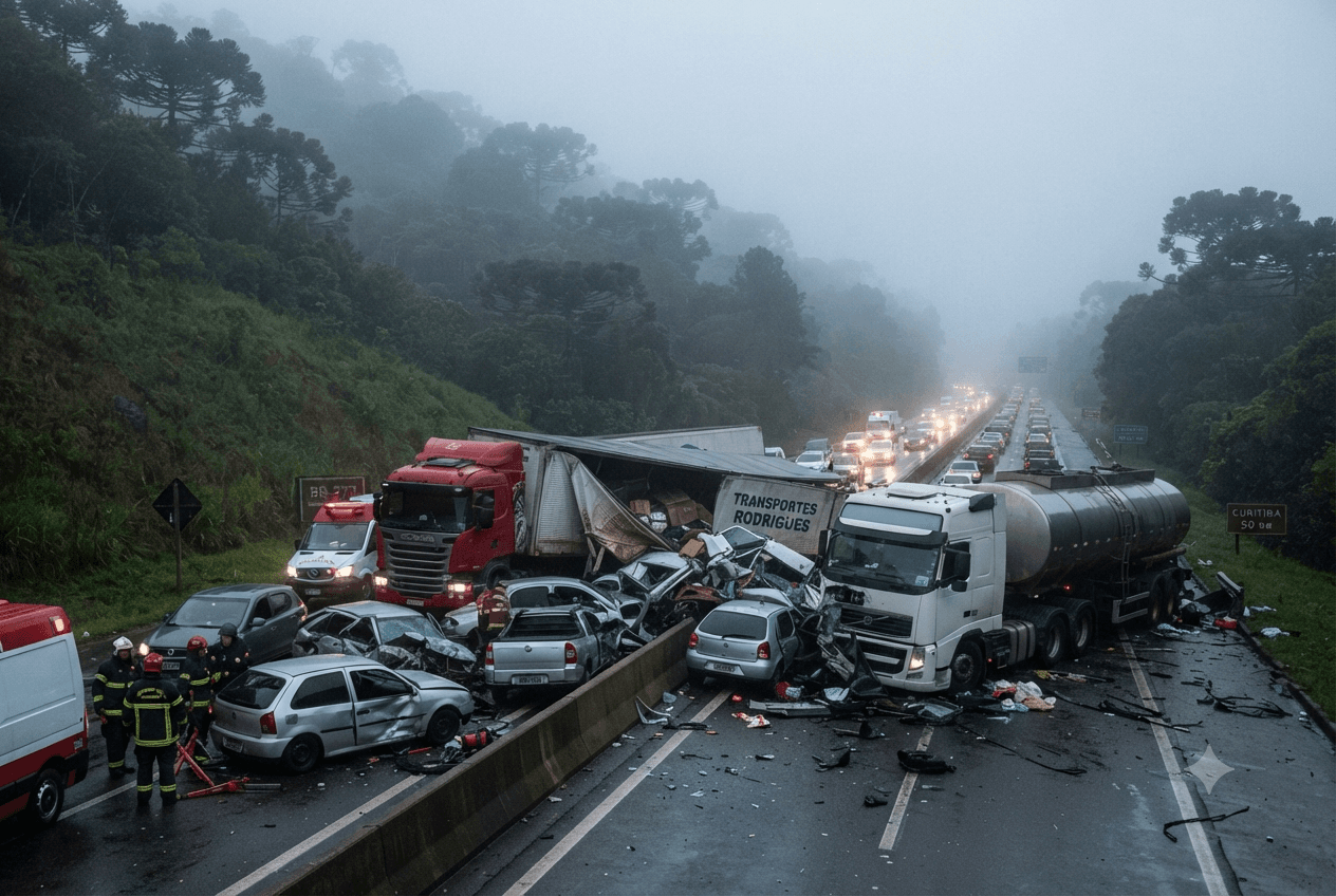 Deadly Highway Collision: Massive Multi-Vehicle Crash on Paraná Expressway Claims Seven Lives Deadly Highway Collision: Massive Multi-Vehicle Crash on Paraná Expressway Claims Seven Lives