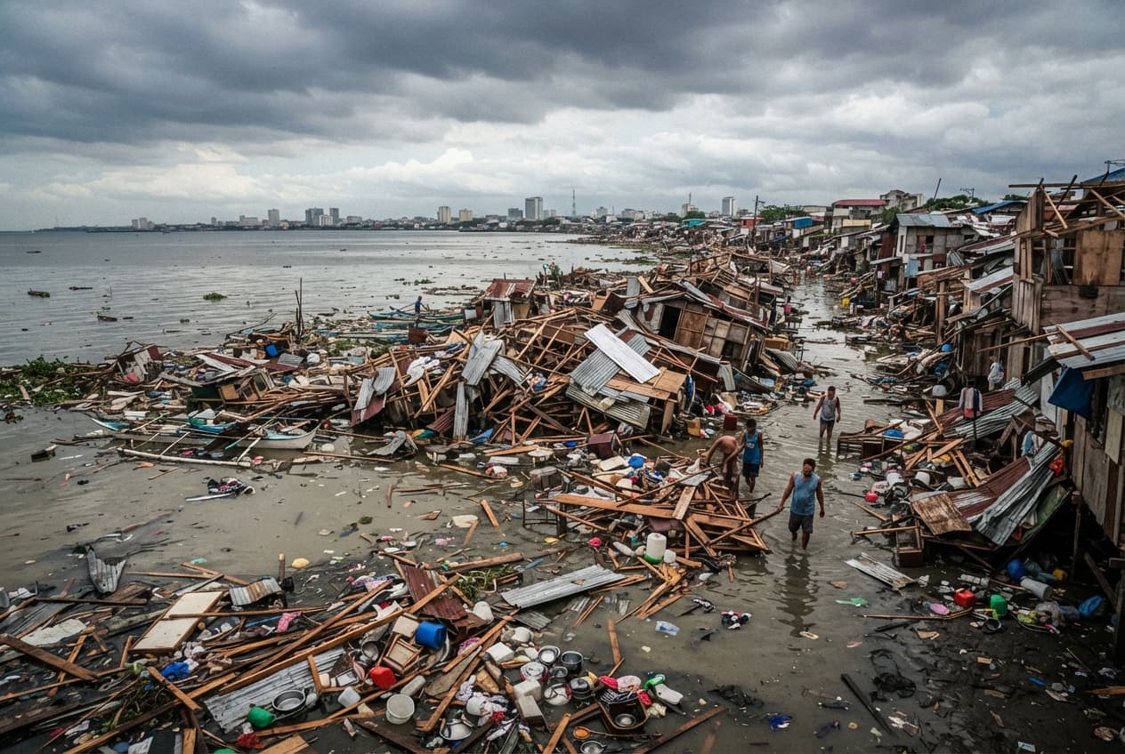 Coastal Storm Devastation, Manila Faces Severe Housing Destruction Following Super Typhoon Megi Landfall Coastal Storm Devastation, Manila Faces Severe Housing Destruction Following Super Typhoon Megi Landfall