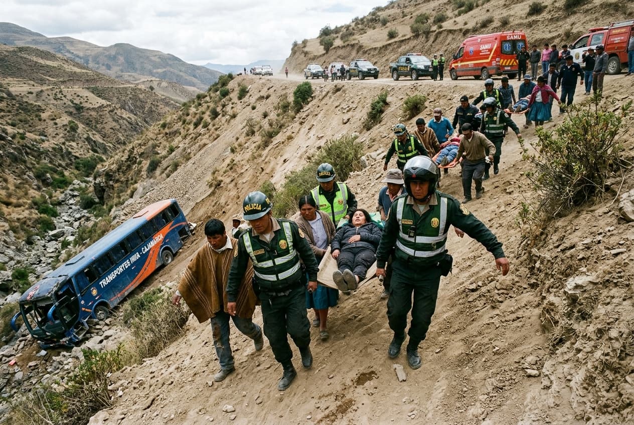 Bus Falls Into Deep Ravine In Northern Peru, Eight Dead As Rescue Teams Battle Terrain Bus Falls Into Deep Ravine In Northern Peru, Eight Dead As Rescue Teams Battle Terrain