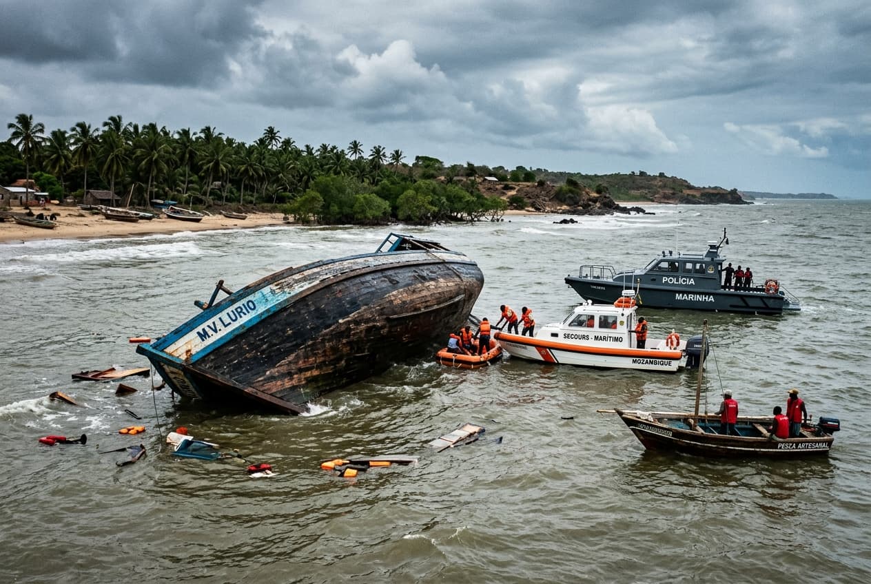 Commercial Ferry Capsizes off Mozambique Coast, Leaving Eleven Dead, Dozens Missing, Rescue Boats Searching Commercial Ferry Capsizes off Mozambique Coast, Leaving Eleven Dead, Dozens Missing, Rescue Boats Searching