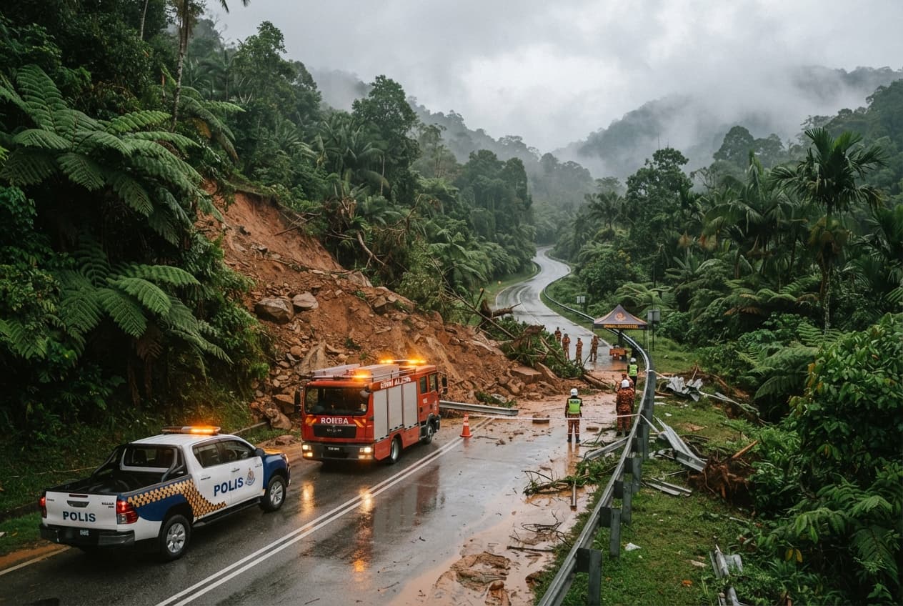 Continuous Heavy Downpours Cause Landslides: Pahang Highland Roads Claim Three Lives Continuous Heavy Downpours Cause Landslides: Pahang Highland Roads Claim Three Lives