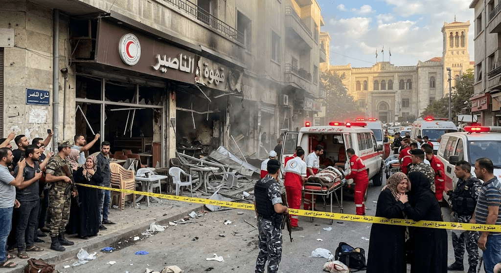 Terror in Damascus: 4 Killed, 11 Injured in Powerful Café Explosion Near Justice Palace Terror in Damascus: 4 Killed, 11 Injured in Powerful Café Explosion Near Justice Palace
