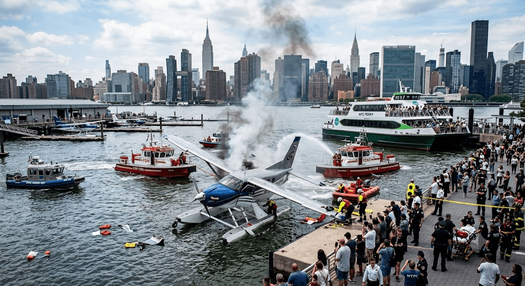 Terror on the Hudson: Seaplane Plunges into Water Near Busy Manhattan Ferry Terminal Terror on the Hudson: Seaplane Plunges into Water Near Busy Manhattan Ferry Terminal