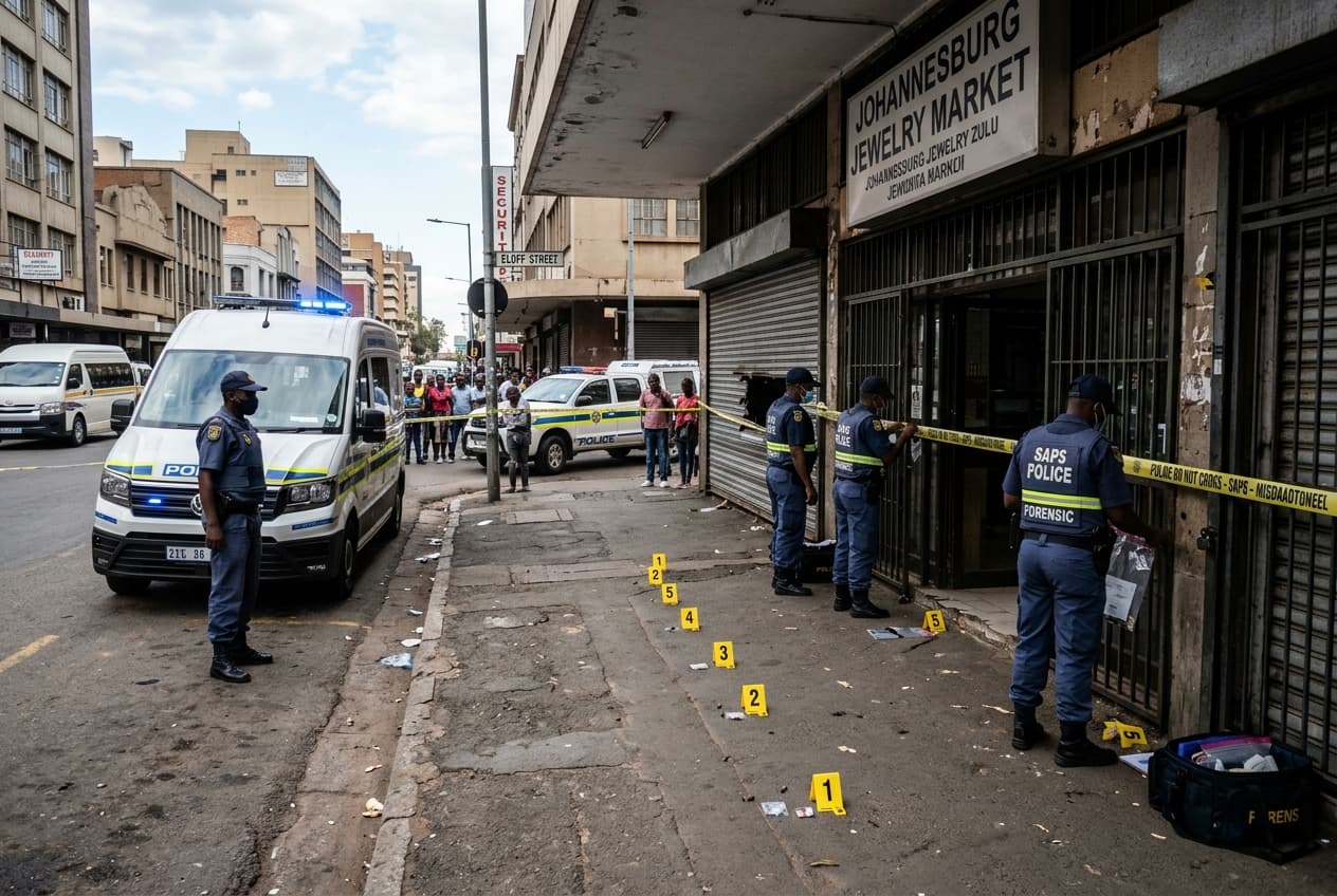 Jewelry Market Heist In Johannesburg Ends In Fatal Shooting, Traders Trapped, Security Hunt Suspects Jewelry Market Heist In Johannesburg Ends In Fatal Shooting, Traders Trapped, Security Hunt Suspects