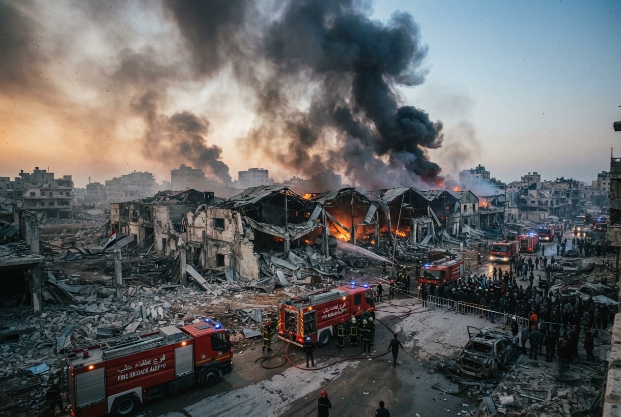 Industrial Warehouse Blast: Massive Explosion Shakes Aleppo Industrial Zone Industrial Warehouse Blast: Massive Explosion Shakes Aleppo Industrial Zone