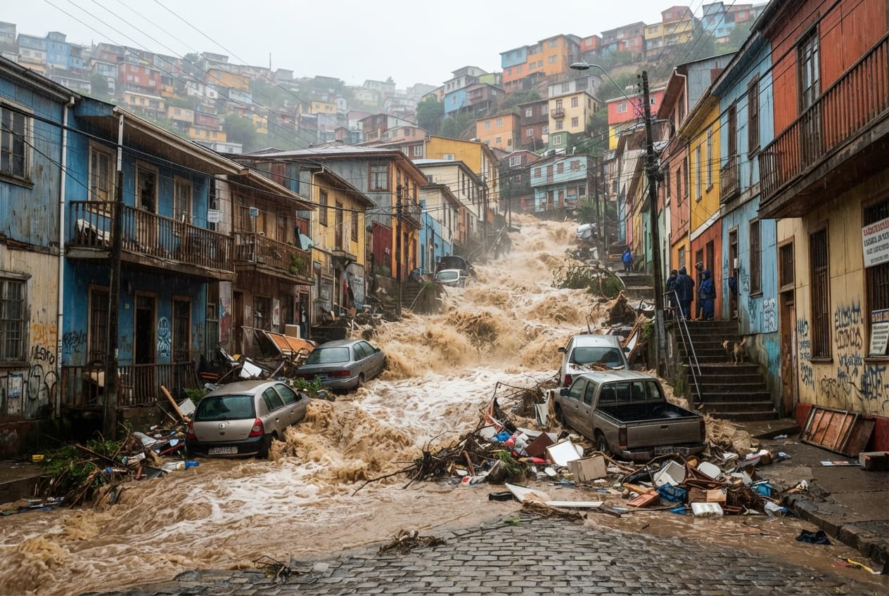 Flash Flood Disaster: Two Dead as Severe Winter Storm Hammers Valparaiso Coastal Region Flash Flood Disaster: Two Dead as Severe Winter Storm Hammers Valparaiso Coastal Region