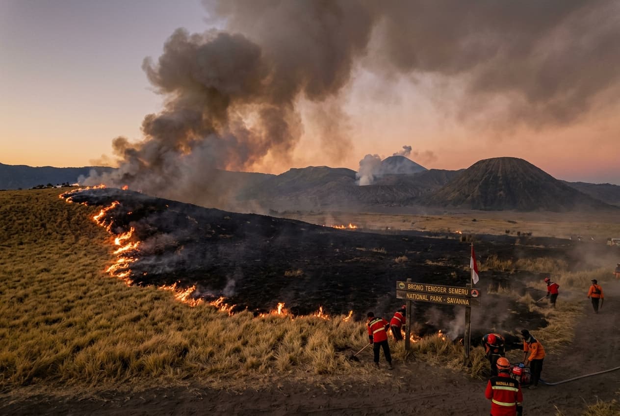 Indonesia National Park Fire: Bromo Wildfire Traps Volunteers, Four Killed, Two Suffer Severe Burns Indonesia National Park Fire: Bromo Wildfire Traps Volunteers, Four Killed, Two Suffer Severe Burns