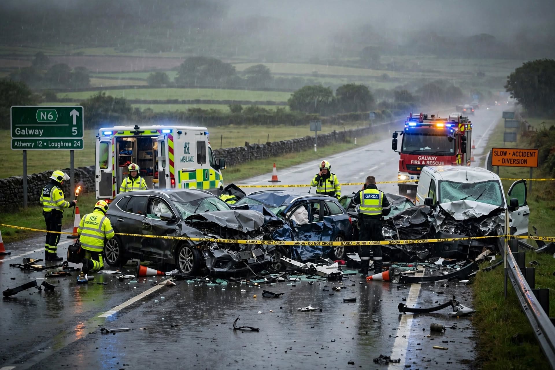 One Dead And Several Injured After Multi-Car Pileup Shuts Busy Highway In Galway, Emergency Crews Deployed One Dead And Several Injured After Multi-Car Pileup Shuts Busy Highway In Galway, Emergency Crews Deployed
