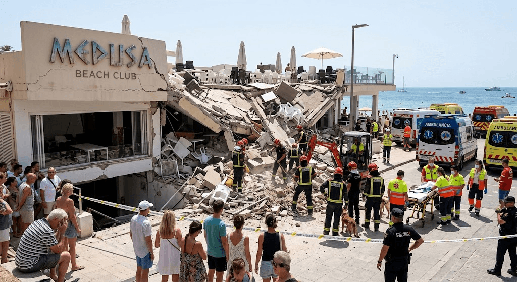 Disaster in Spain: Dozens Trapped and Over a Dozen Injured in Violent Tourist Bar Collapse Disaster in Spain: Dozens Trapped and Over a Dozen Injured in Violent Tourist Bar Collapse