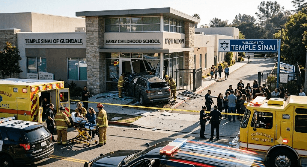 Tragedy at Temple Sinai: Car Plows into Glendale School, Sending 8 to Hospital Tragedy at Temple Sinai: Car Plows into Glendale School, Sending 8 to Hospital