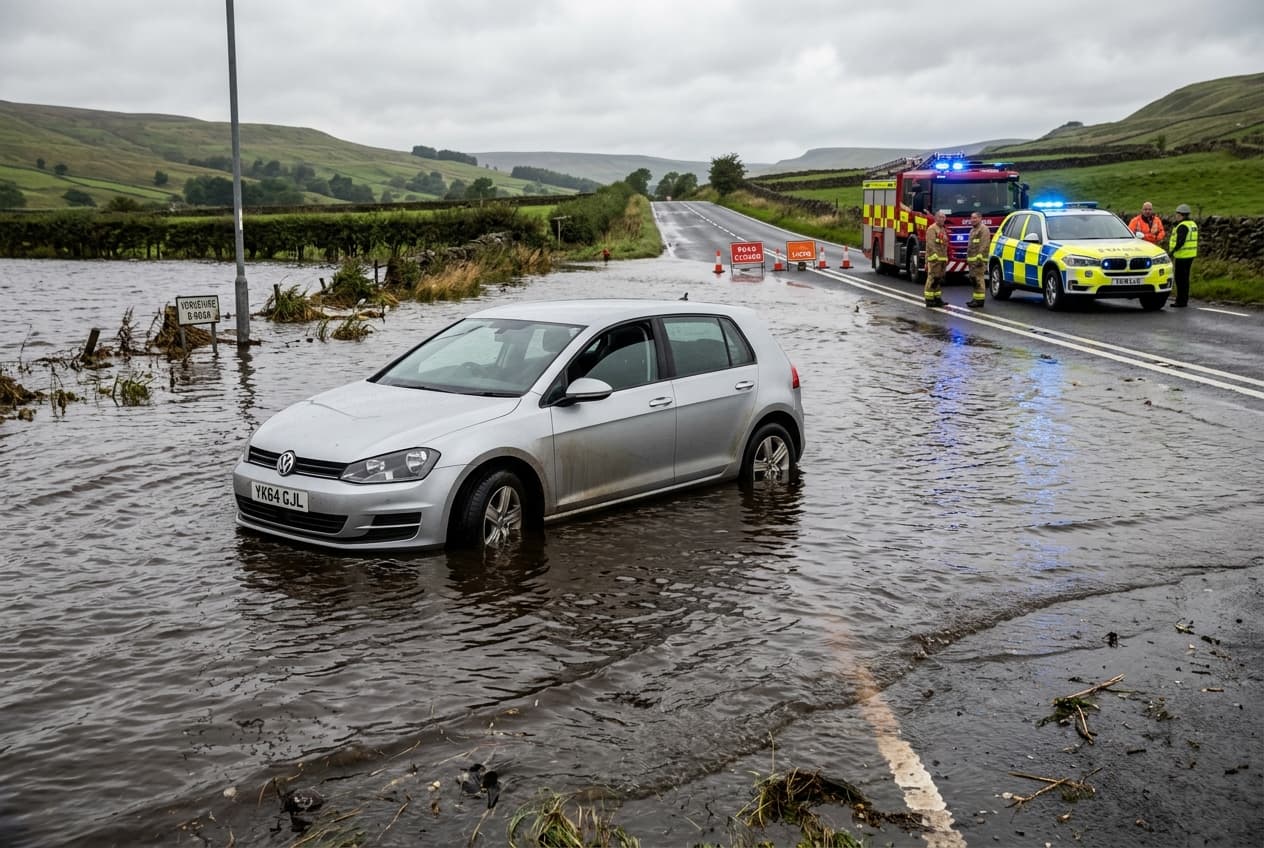 Flash Floods Sweep Across Yorkshire, Leaving Five Commuters Trapped in Submerged Vehicles Flash Floods Sweep Across Yorkshire, Leaving Five Commuters Trapped in Submerged Vehicles